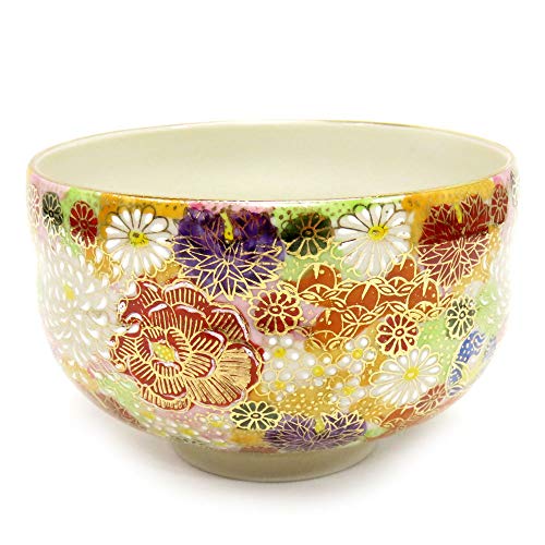 Japanese Matcha Bowl Gold Flower Kutani Yaki(ware)