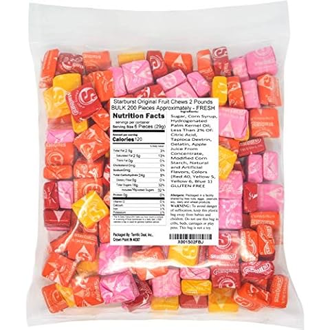 Starburst Original Fruit Chews Sugar Candy, 2.0 Pounds Bulk 200 Pieces Approximately Cover