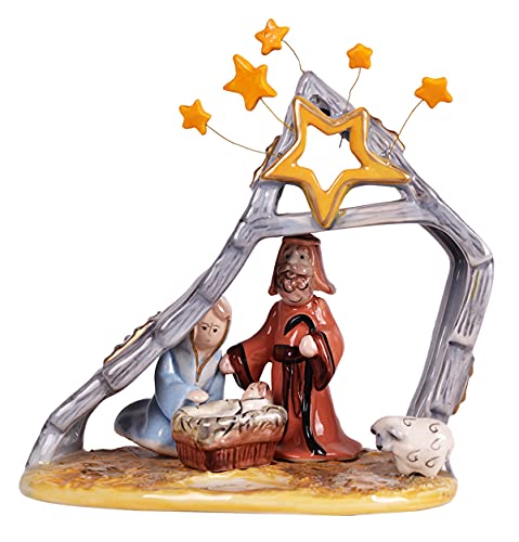Blue Sky Clayworks 995060 Nativity Creche Tealight Holder, 7.5-inch Height