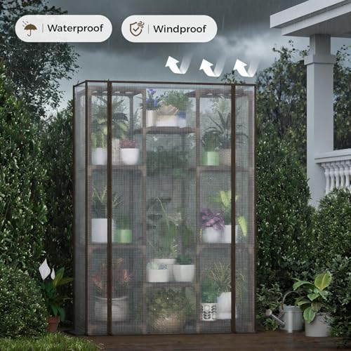 10-Tier Indoor/Outdoor Wood Plant Stand Greenhouse w/ Cover (White) - image 6