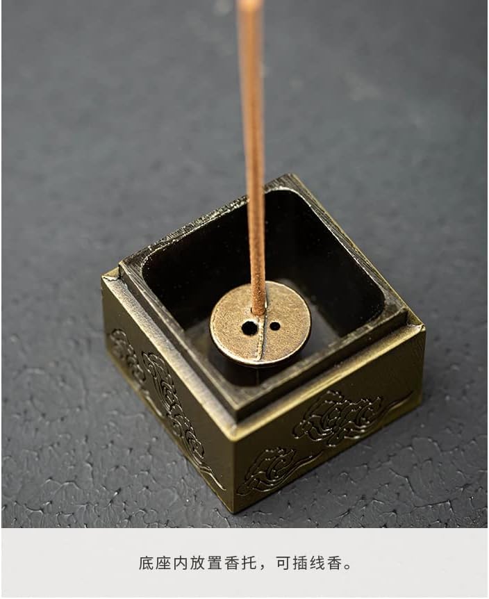 Miniatura 7 de Quemadores de incienso huecos retro de latón, personajes chinos tradicionales, escrituras budistas, aromaterapia, incensario, caja de incienso,