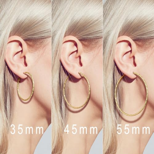 SPOINT SPOINT Gold Hoop Earrings 14K Gold Hoop Earrings for Women Big Lightweight and Hypoallergenic Extra Large 14 Karat Hoops Earring for Womens Earring 35mm 45mm 55mm4