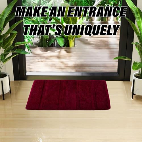 Image of Kuber Industries Door Mat | Door Entrance Mat | Entry Doormat | Floor Door Mat | Office Entrance Door Mat | Door Mat for Bedroom | Fur Doormat | Big Lining Door Mat | Pack of 2 | Maroon