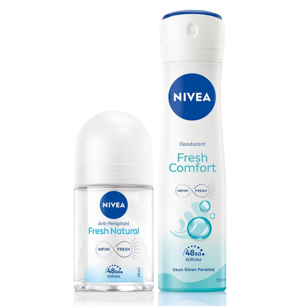 Kadın Sprey Deodorant Fresh Comfort 150ml ve Mini Roll-on Fresh Natural 25ml, Ter Karşıtı Koruma