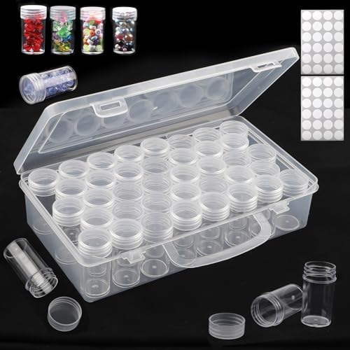 38 Grids Diamond Art Storage Box with 2 Sheets Sticker, Plastic ...