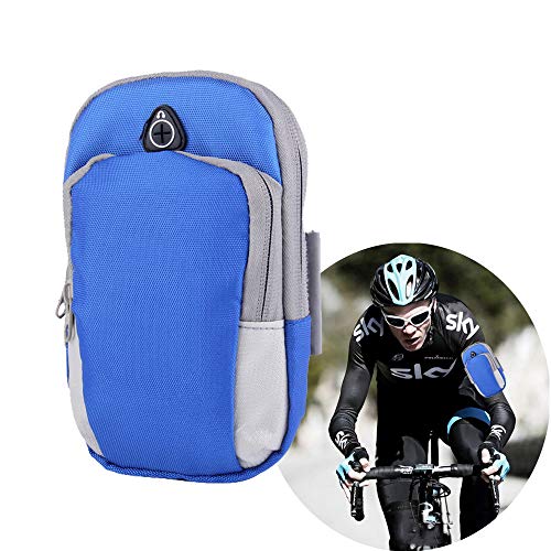 Phone Armband Arm Band Bag Phone Holder Running Case iPhone XS/8/7/6S Travel Arm Band with Earphone Hole Multifunction Cell Phone Key Mobile Holder Men Women Motorcycle Rider 1 Pack Blue Wrist Band