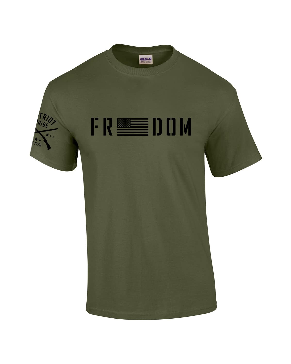 Patriot Pride Freedom American Flag Mens Short Sleeve T-Shirt Graphic Tee, Military, Medium