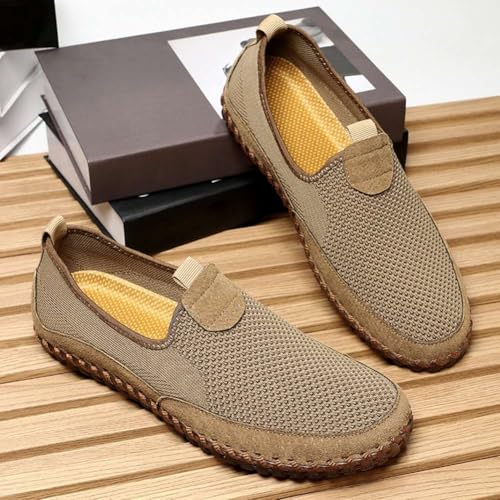 Image of Men's Genuine Leather Loafer Shoes Slip On Soft Walking Shoes Perforated Driving Shoes