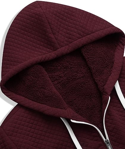 Image of GEEK LIGHTING Mens Fleece Lined Hoodies Zip Up Waffle Knit Thicken Hooded Sweatshirts Winter Jackets