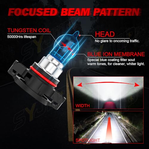 Image of Upgraded Halogen Headlight Bulbs for Jeep Wrangler JK JL 2010 2011 2012 2013 2014 2015 2016 2017 2018 2019 2020 2021 2022, High Low Beams and Fog Lights Combo , 6000k White, 300% Brightness, 4 PCS