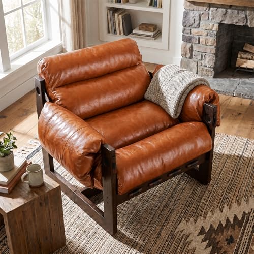 Sillón Plegable Cuero Naranja Retro miniatura 6