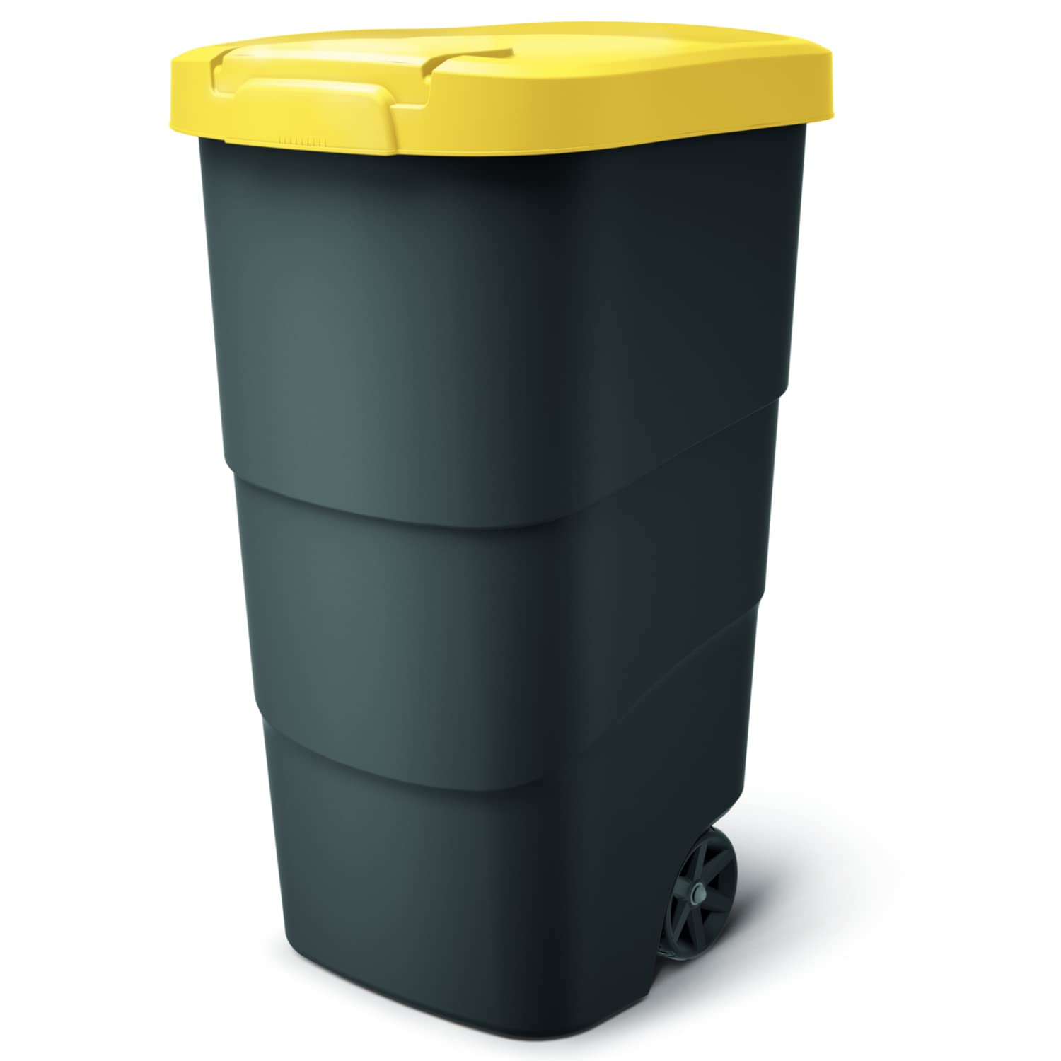 Prosperplast Wheeler 110L Müllbehälter mit Rädern und Deckel Mülltonne Müllgroßbehälter Großmülltonne Universaltonne Kunststoff (Gelb)