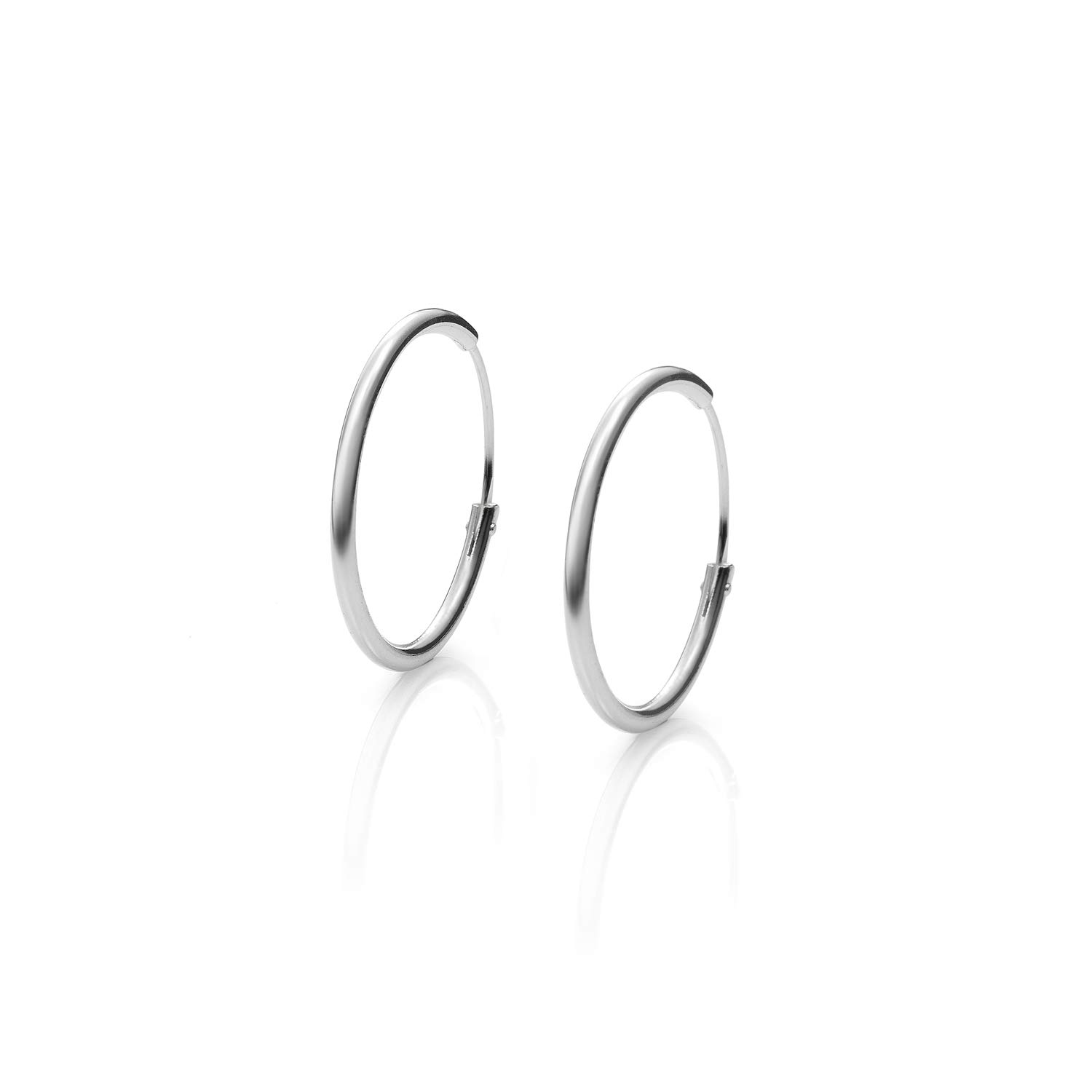 EMPATHY JEWELS925 Sterling Silver Hoop Earrings for Women Lightweight Endless Hoops - Small and Big Loop Earings - Endless Earrings Hoops Jewelry Lightweight 14,16,20,22,25,30,35,40,50,60,70 & 80mm