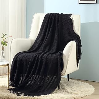 CREVENT Knitted Decorative Throw Blanket for Couch Sofa Chair BedSoft Warm Cozy Light Weight for Spring Summer (127cmX152cm Salmon/)