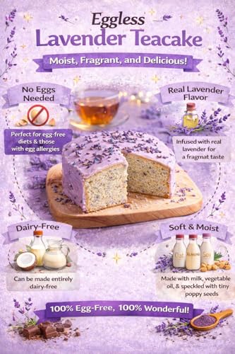 Image of MOM'S BAKERY Lavender Cake 250g | Soft & Moist Lavender-Infused Sponge Cake | Added Sugar & Butter, Vegan, Freshly Baked Bakery Style Dessert | Made with Premium T45 Flour | Fresh Home Baked | No Egg, Vegetarian | Perfect for Tea Time & Snacking, Ready To Eat