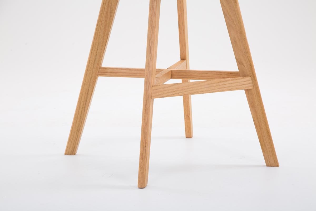 Taburete Cannes Tapizado en Cuero Sintético I Taburete Cocina con Reposapiés I Silla Bar con Base de Madera I Color: | Color marrón Color del Marco Natura