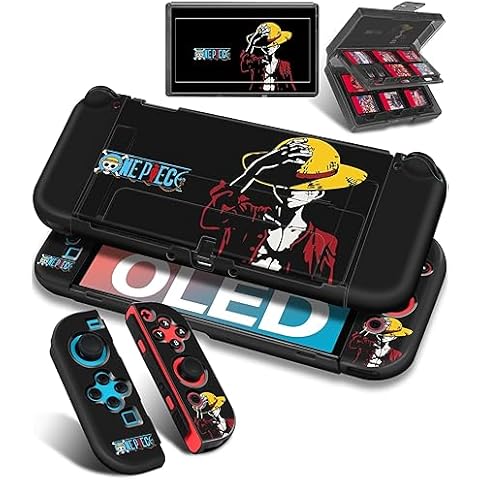 Xinocy (2in1) for Nintendo Switch OLED Case +24 Switch Game Holder Cute Cartoon Anime Slim Protective Cases Soft Shell for Kids Boys Teens Girls Girly Design Funny Manga Covers for Switch OLED 2021,Hat Cover