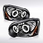 Autozensation Compatible with 2004-2005 Subaru Impreza RS/WRX/Outback/STI Black Halo Projector Headlights L + R Pair Headlamp