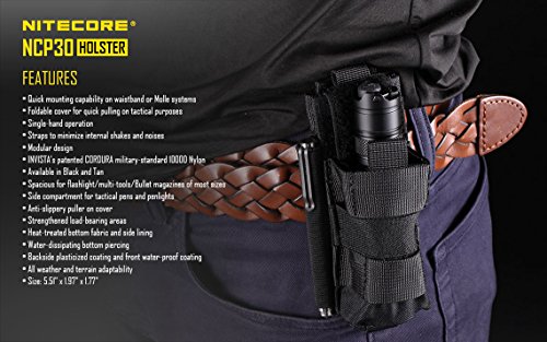 Edisonbright Nitecore Ncp30 Molle Compatible Flashlight/Magazine Cordura Holster (Black) With Bbx3 Battery Case #TOP4