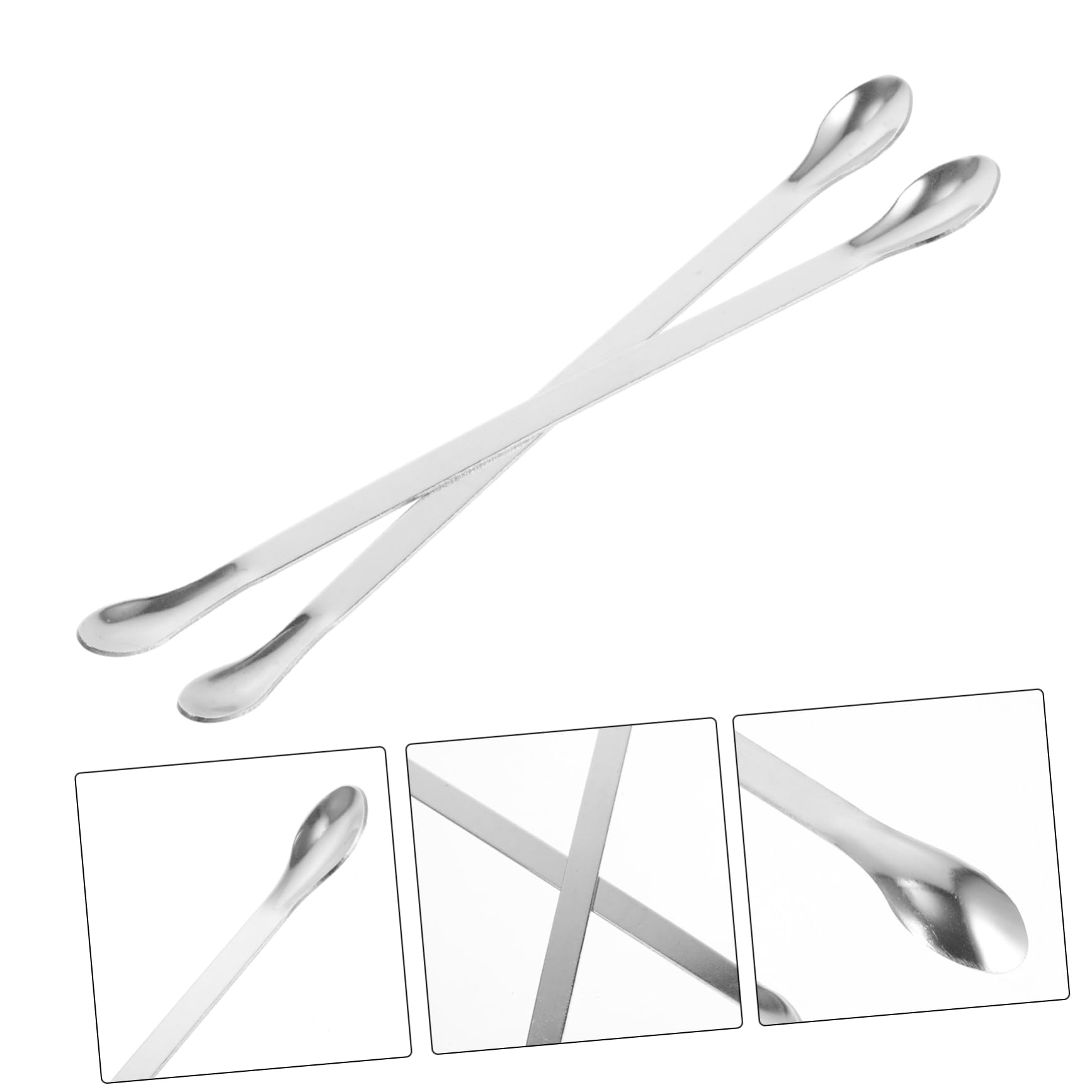 KICHOUSE 2 Pcs Stainless Steel Weighing Spoon Stainless Spatula Laboratory Experiment Spoons Lab Spatula Scoop Spatula Micro Spatula Spoon Mini Spoons Sampling Spoon Silver