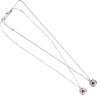 CLISPEED 2 Pcs 100 Idiomas Eu Te Amo Colar de Projeção Colar de Pingente de Coração de Presente de Jóias (Prata Rosa de Ouro)