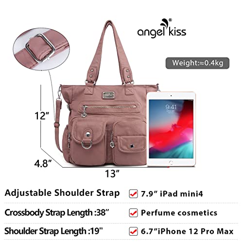 Image of Angelkiss Purses Handbags for Women PU Tote Satchel Bags for Women Pockets Shoulder Bags | PU