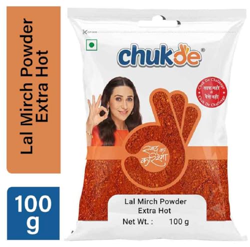 Image of Chukde - Tikha Lal Mirch Powder - Fresh & Flavorful - Authentic Red Chili Powder Extra Hot for Spicy Indian Cuisine - Spicy & Aromatic - Perfect for Curries & Snacks - 100 Gm - Pack Of 3
