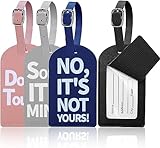 [4 Stück] Kofferanhänger Koffer, Gepäckanhänger, PU Leder Tags mit Namensschild Adressschild,...