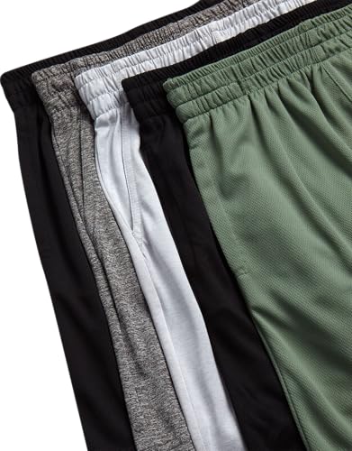 RBX Boys' Active Shorts - 5 Pack Sports Performance Mesh Gym Shorts with Elastic Waistband and Heat Seal Logo (Sizes: 8-16)2