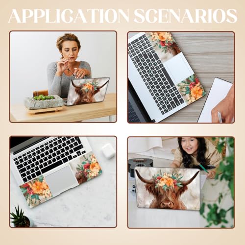 SUPERDANT Highland Cattle with a Wreath Laptop Skin Animal Cow Laptop Sticker PVC Computer Stickers Dustproof Waterproof Art Decal Protector 12\" 13\" 13.3\" 14\" 15\" 15.4\" 15.6\" Notebook Art Decal Orange - Thumbnail 6