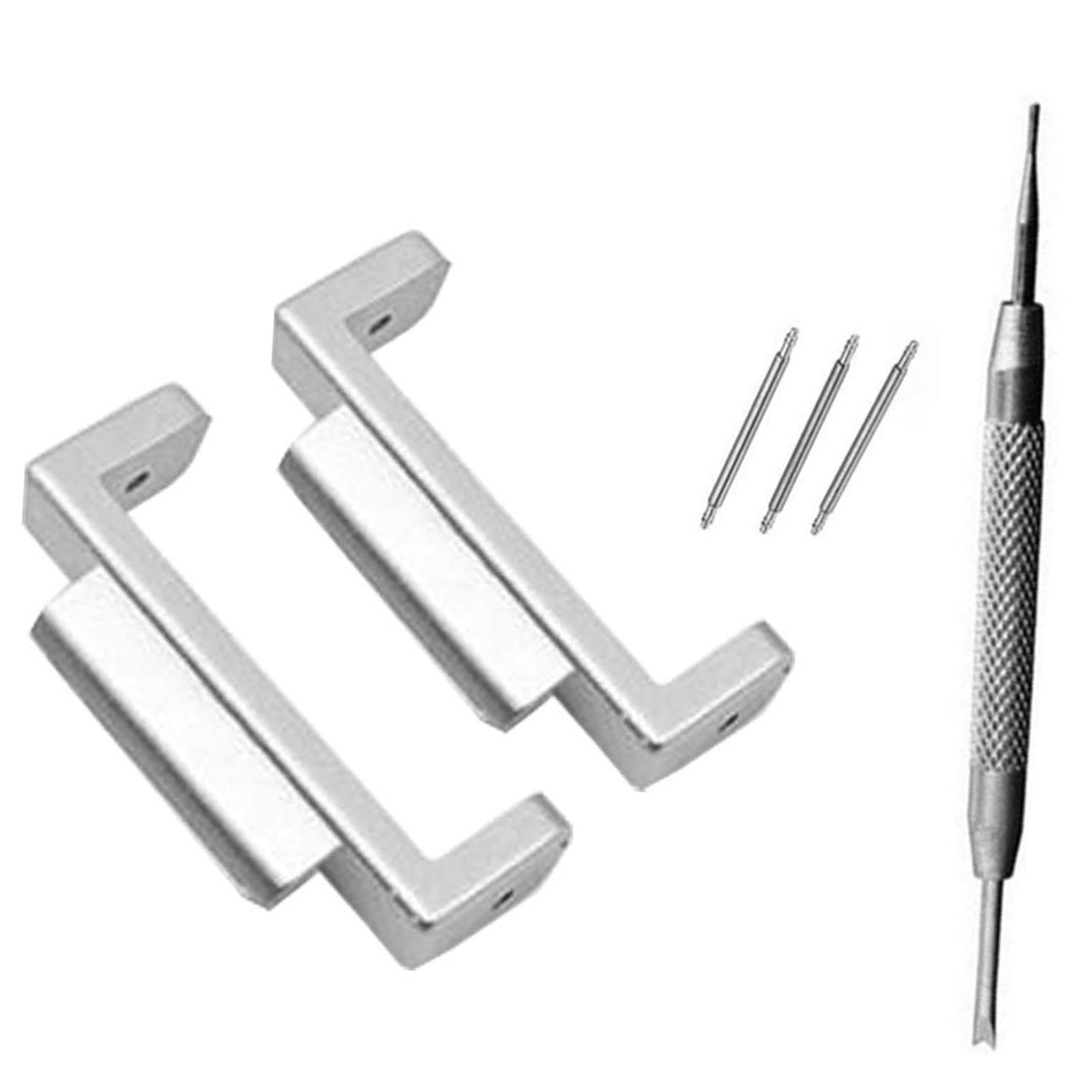 2 Pieces Strap Adapters Watch Band Connector Adapter Replacement Connection Adapter Convert 16mm to 22mm Accessories Parts Including Spring Pins And I, Silver