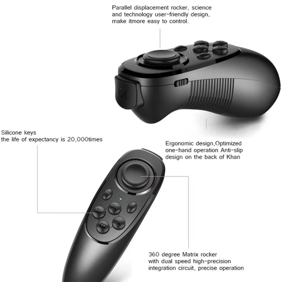 Hoorawwi VR Remote Controller Gamepad Virtual Reality Headset Bluetooth Control VR Video, Game, Selfie, Flip E-Book/PPT/Nook Page, Mouse, in iPhone Smart Phone PC Tablet Laptop