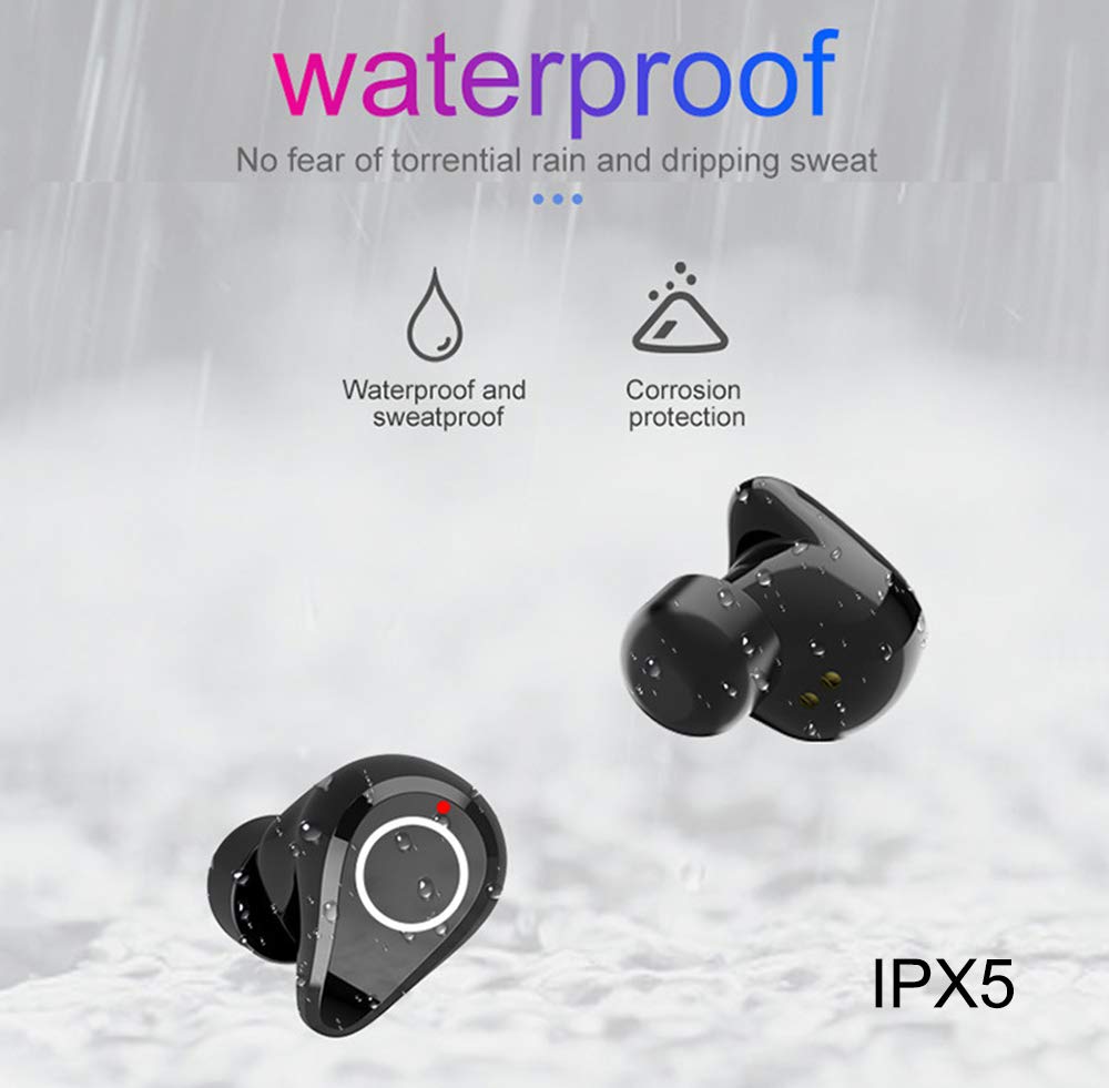 3D Cuffie Bluetooth, Auricolari Bluetooth 5.0 Senza Fili Stereo Sportivi in Ear con Custodia da Ricarica 800mAh Microfono Leggeri Hi-Fi Cuffie Hi-Fi, C