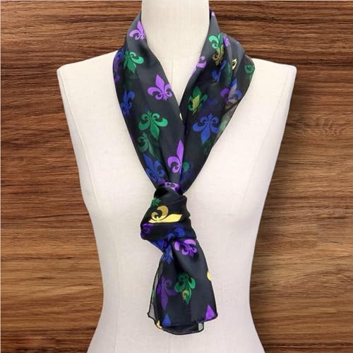 Mardi Gras Fleur de Lis Patterned Lightweight Scarf2