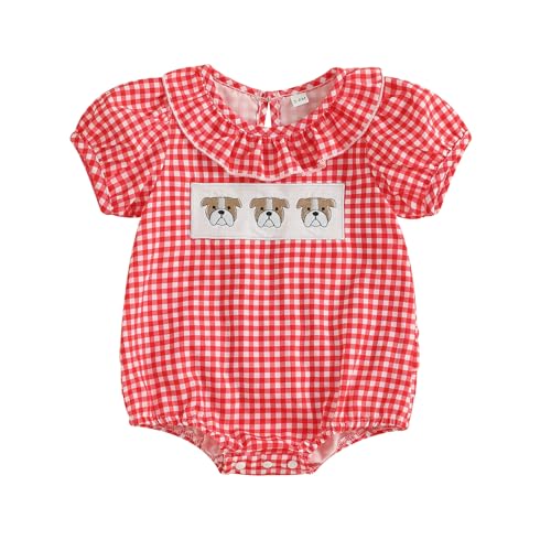 ZyHwShine Baby Girl Football Outfit Infant Football Embroidery Bubble Romper Smocked Onesie Newborn Football Summer Clothes