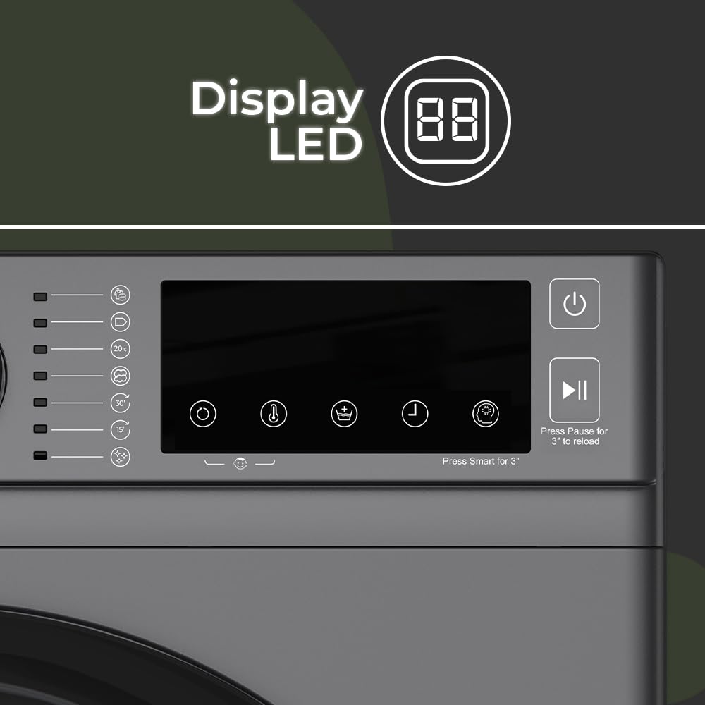 Aspes Lavadora 10 kg Carga Frontal, Inox, AL10401AIDVX. 1400 rpm, Motor Inverter, 14 Programas, Eco-logic System, Tambor Diamante, Clase de Eficiencia Energética A
