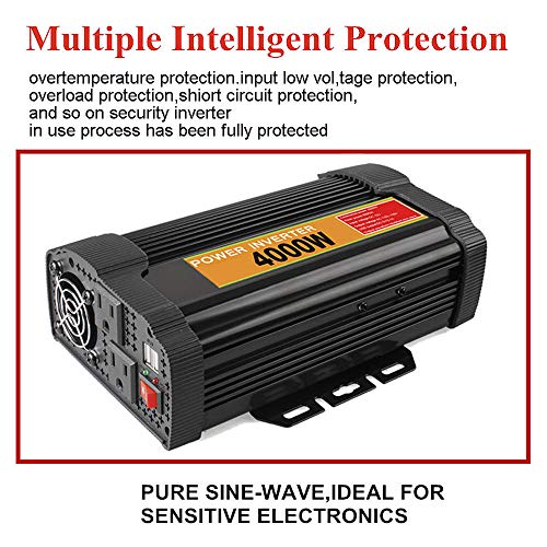GRTBNH Power Inverter 3000W 4000W/5000W/6000W/8000W/10000W, Modified Sine Wave Converter DC 12V to AC 110V, Car Inverter with 2 USB Power for Caravan/Camping/Boat,8000w