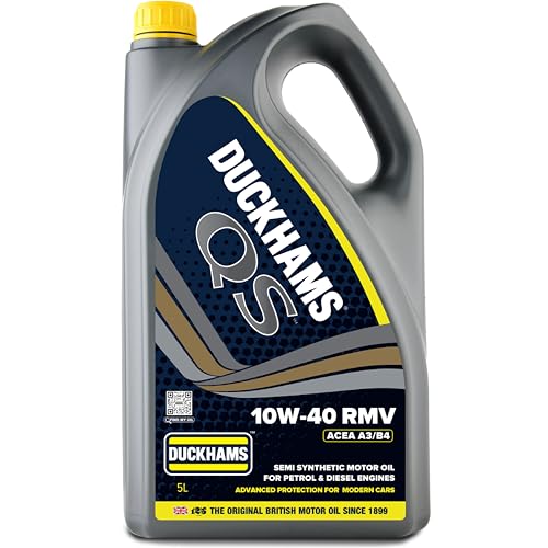 Duckhams QS 10W-40 RMV Semi Synthetic Engine Oil 5 Litres, ACEA A3/B4, API SP, VW 501.00/505.00, Premium Motor Oil for Petrol & Diesel Fuel Injected & Multivalve Engines For Protection & Performance