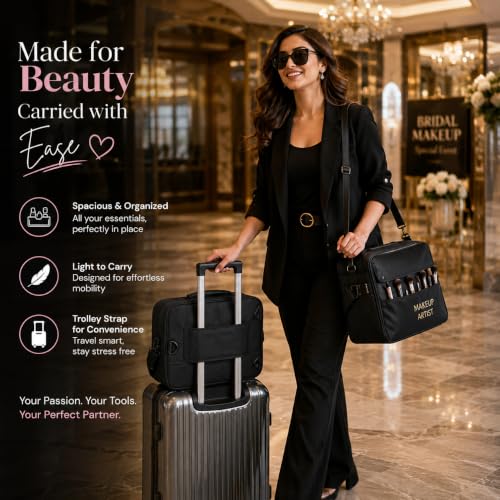 Image of SHAMAX Extra Large Makeup Vanity Bag for Beauty Professionals Train Case