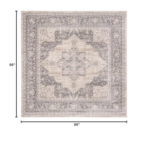 Tapete decorativo cuadrado 8 pies Cream & Grey miniatura 3