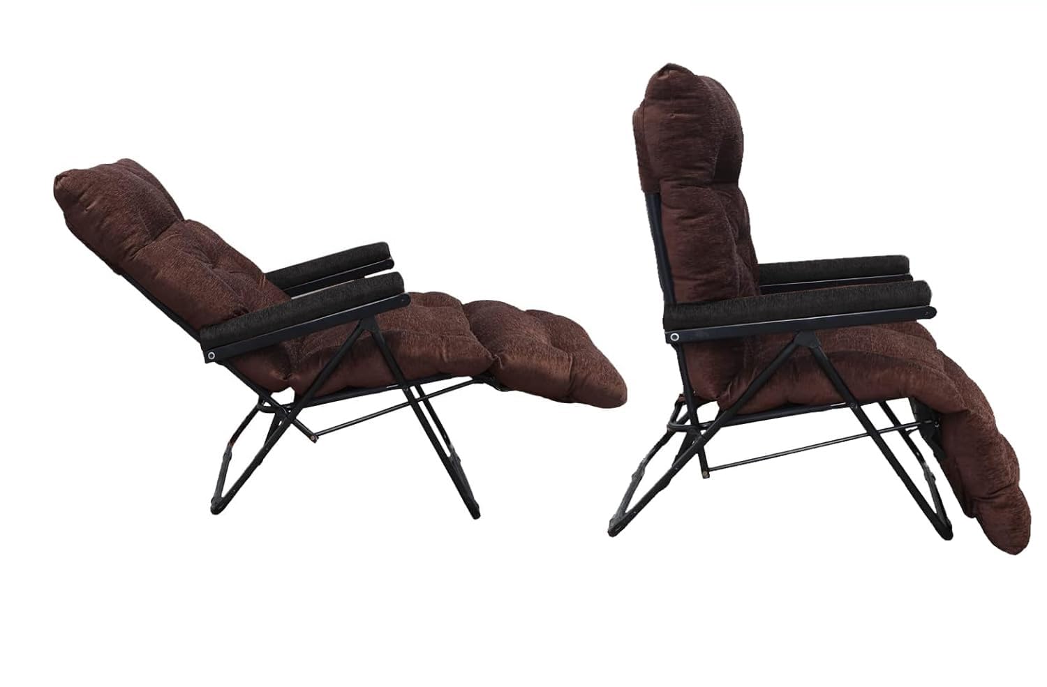 Spacecrafts® Recliner Folding Easy Chair | 5 Adjustable Positions | Cushioning | Portable & Space Saving Easy Chair for Home Relax Old Age | Mild Steel Tubular (Brown & Armrest Black) 1