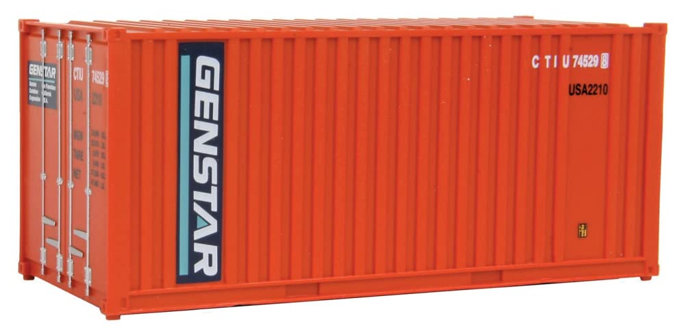 Walthers SceneMaster HO Scale Model of Genstar (Orange, Blue, White) 20' Corrugated Container with Flat Panel,949-8003