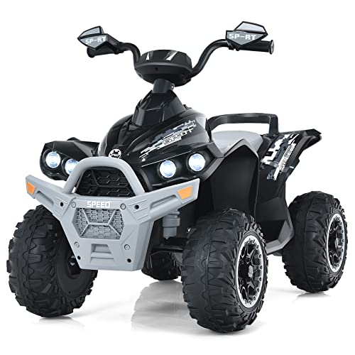 DREAMADE 12V Elektro Quad, 2,2-4,3 km/h Kinderquad mit Musik & Licht & Ladegerät & Hupe, Kinderauto Elektrisch für Kinder ab 3 Jahre, Belastbar bis 35KG (Schwarz)
