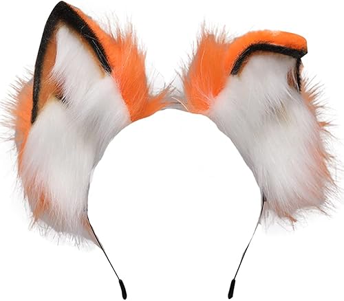 Miniatura 8 de VIGVAN Orejas de zorro de lobo hechas a mano para cosplay de animales, lindos accesorios para la cabeza