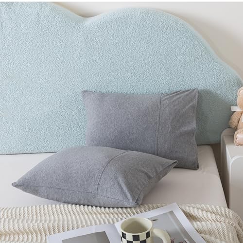Image of H HOUSEHOLD 2-Pack Pillowcases 100% Cotton Knit Envelope Style, Ultra Soft Breathable Standard 13x18 Inch Pillow Cover, Machine Washable Elegant Gray