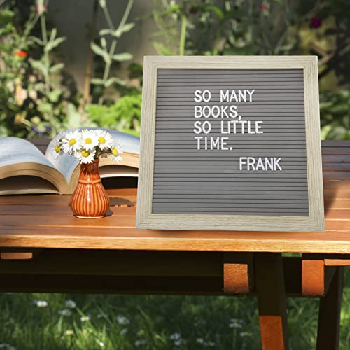 Letter Board by Crystal Lemon, Felt Letter Board, 10x10 Inches, Changeable Wooden Message Board Sign, Wood Frame, Wall Mount, Free Standing(Gray)