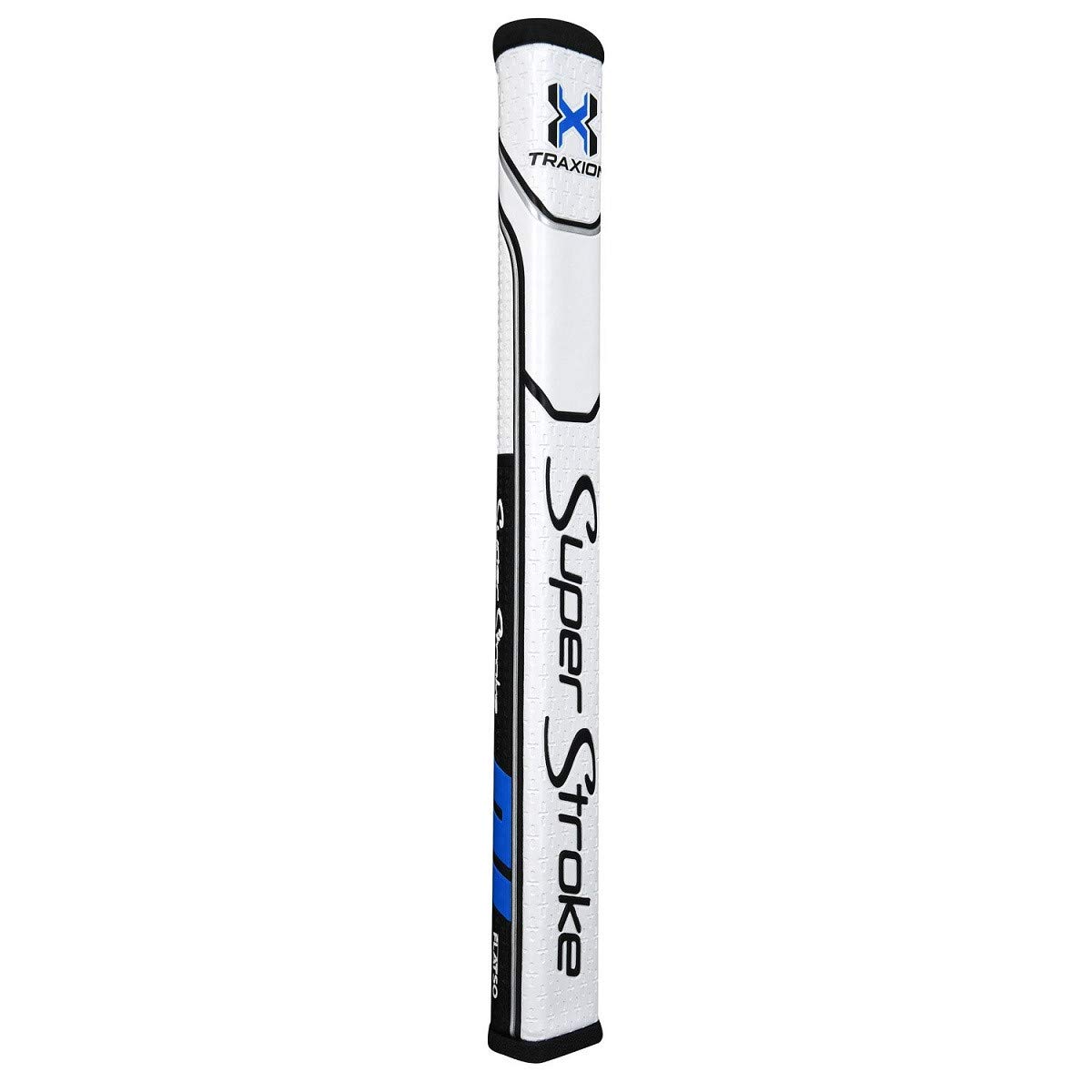 Super StrokeTraxion Flatso 1.0 Golf Putter Grip Featuring Our Distinct Pentagonal Wide, Flat Shape with Five Pronounced Edges, Gray/White