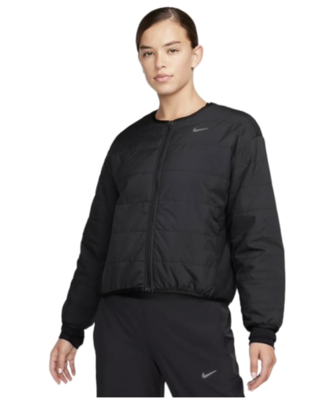 Nike Therma-FIT Swift Synthetic Fill Women's Running Loose Fit Jacket Black (US, Alpha, Medium, Regular, Regular, Black)
