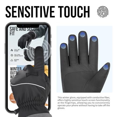 Image of GOUNOD Winter Gloves for Women Men, Thermal Insulated Waterproof Windproof Cold Weather Gloves, Touch Screen Compatible, Non-Slip Grip for Running, Driving, Cycling, Hiking