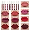 evpct CmaaDU 10Pcs Liquid Matte Matt Lipstick Set for Black Women, Dark Deep Bright Ruby Sexy Brick Mauve Plum Red Violet Purple Matte Lipstick Long Lasting Lipstick 24 hour Waterproof Lip Gloss Matte